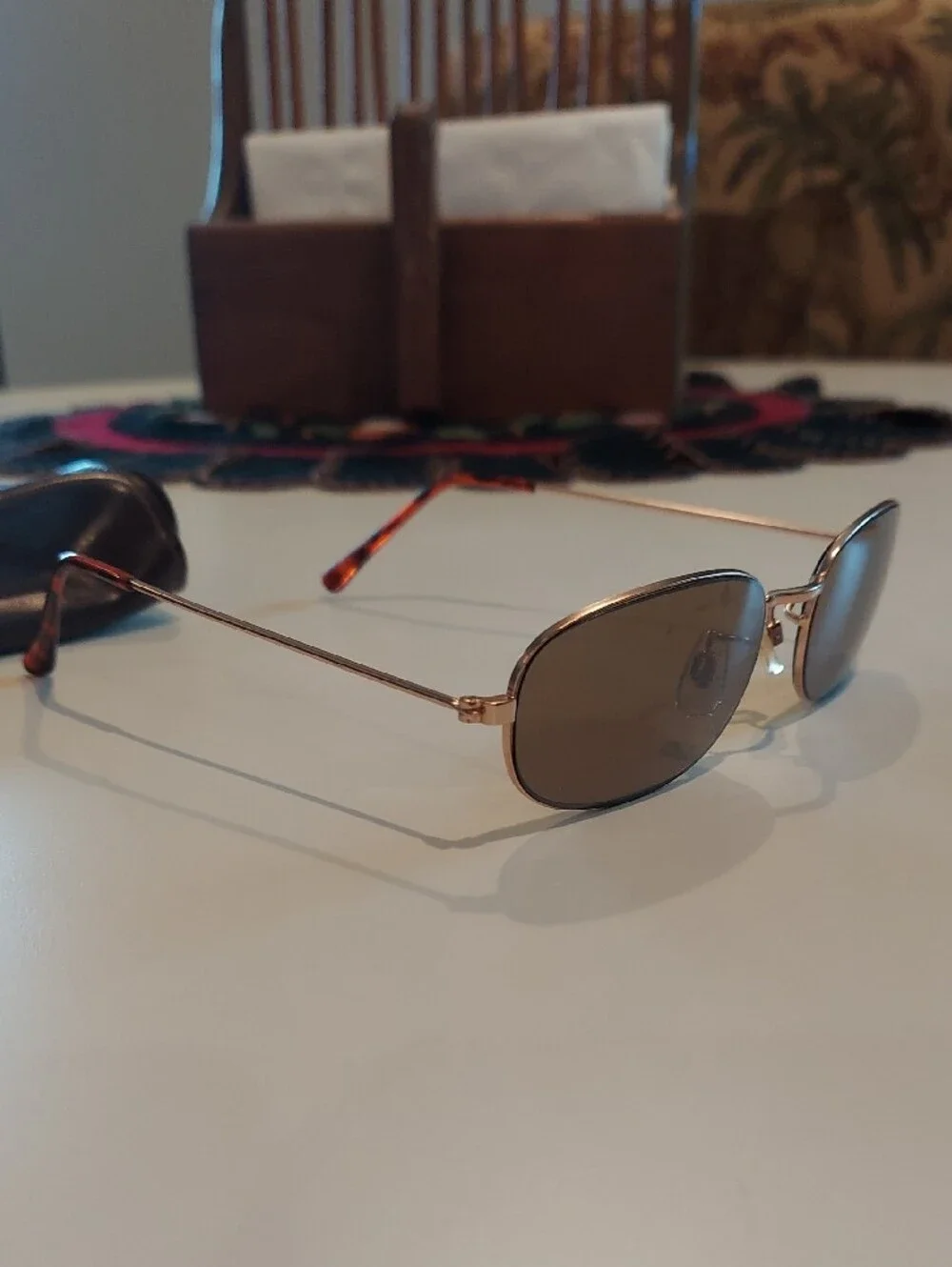 Men's Oval Brown Lens Sunglasses with Gold Frame